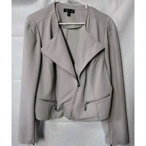 Baccini Gray Tectured Zip Up Cropped Jacket Women's Size 18/20